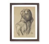 Sketch Of A Man By Franz Von Stuck Classic Painting Framed Print | A4 Walnut Framed Wall Art | Ready to Hang | Classic Historical Picture | Living Room Bedroom Lounge Office