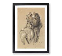 Sketch of A Man by Franz Von Stuck Framed Print | A2 Black Framed Wall Art | Ready to Hang | Modern Nature Picture | Living Room Bedroom Lounge Office