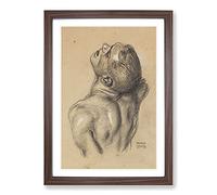 Sketch of A Man by Franz Von Stuck Framed Wall Art Print A2 Walnut