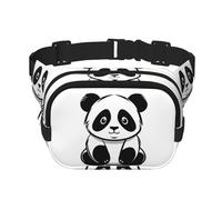 Sketch of a panda Fitness travel shoulder bag, fashionable and casual waist bag, square double-layer waist bag, Black, One Size, Black, One Size