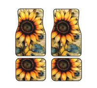 Sketch Of A Sunflower Car Floor Mats With Non-Slip Backing - Absorbent Interior Protector For Cars, Suvs & Vehicles - Easy To Clean, Durable Car Carpets