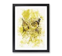 Sketch Of An Owl Watercolour Modern Framed Wall Art Print, Ready to Hang Picture for Living Room Bedroom Home Office Décor, Black A3 (34 x 46 cm)