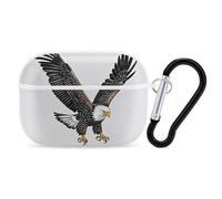 Sketch of Bald Eagle Diving AirPods Pro Case Cover with Keychain Ring PC Hard Shell Protective Case for AirPods Pro 2nd for Women Men Generation Easy Open Full Drop Protection Cover White-Style
