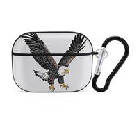 Sketch of Bald Eagle Diving AirPods Pro Case Cover with Keychain Ring PC Hard Shell Protective Case for AirPods Pro 2nd for Women Men Generation Easy Open Full Drop Protection Cover Black-Style