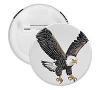 Sketch of Bald Eagle Diving Badge Metal Round Pins, Lightweight Brooch for Backpack, Fashion Button Pins Badge for Shirts, Jackets, Shawl Coat, Unisex, 20PCS, Tinplate, metal round pins