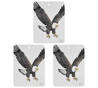 Sketch of Bald Eagle Diving Car Air Freshener, 3 Pcs Square Hanging Air Freshener Cards, Long Lasting Fragrance Scented Cards for Car, Home, Office Gray-style