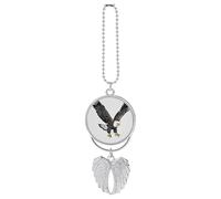 Sketch of Bald Eagle Diving Car Hanging Ornament Rear View Mirror Pendant Lucky Presents Hanging Ornament Funny Car Pendant for Office Auto Home Decoration Silver-style