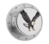 Sketch of Bald Eagle Diving Kitchen Timer Visual Timer for Cooking 60 Minute Wind Up Timers Stainless Steel Manual Magnetic Countdown Visual Mechanical Timers Cooking Clock with Loud Alarm