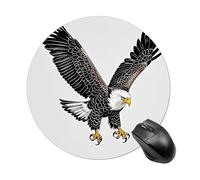 Sketch of Bald Eagle Diving Round Mouse Pad 7.8 Inch - Non-Slip Rubber Base Mouse Mat Portable Ergonomic Desk Mat for Office, Laptop, Travel, Wireless Mice Mats - Waterproof & Durable Design
