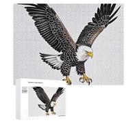 Sketch of Bald Eagle Diving Wooden Puzzles for Adults 500 PCS Unique Shape Puzzles Wall Art Home Decor for Puzzle Lovers, Family, Friend Creative Gift Toys