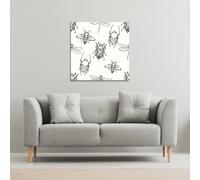 Sketch of Scarab Beetle, May bug, Bee and Dragonfly (Canvas Print) / 77 x 77 x 4cm Benjamin Tate Design Natural One Size