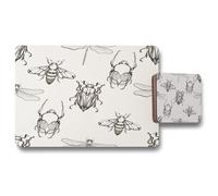 sketch of scarab beetle may bug bee and dragonfly placemat coaster set Benjamin Tate Design Natural One Size