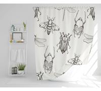 Sketch Of Scarab Beetle May Bug Bee And Dragonfly Shower Curtain Benjamin Tate Design Natural One Size