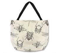 Sketch Of Scarab Beetle May Bug Bee And Dragonfly Tote bat Benjamin Tate Design Natural One Size