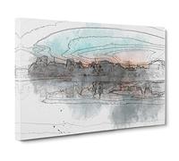 Sketch of the Montreal Skyline in Abstract Canvas Print for Living Room Bedroom Home Office Décor, Wall Art Picture Ready to Hang, 30 x 20 Inch (76 x 50 cm)