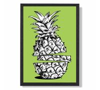 Sketch Pineapple on Bright Green Framed Print SIZE: A4 with Black Frame ARTZE Bright Green A4