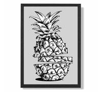 Sketch Pineapple on Light Grey Framed Print SIZE: A3 with Black Frame ARTZE Light Grey A3