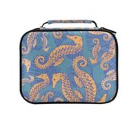 Sketch Seahorse and Shell in Vintage Colored Pencil Bag Large Capacity Pencil Case for Colouring Pencils Pen Bag Marker Organizer