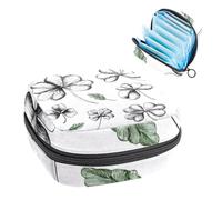 Sketch Set Clover Shamrocks St. Patrick's Day Sanitary Napkin Storage Bag, Large Menstrual Cup Pouch with Zipper, Period Pads Bag Store Panty Liners Tampons for Girls Women