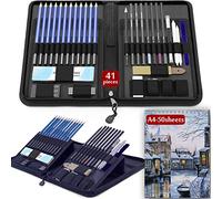 Sketch Set for Drawing with Sketch Book, 41-Piece Professional Sketch Kit and A 50-Sheet Pad for Kids, Teens and Adults, Complete Artist Kit Includes Pencils, Erasers, Pastels, A Handy Case etc