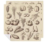 Sketch Style Vegetables Cloth Napkin 2 PCS Table Dinner Napkins Washable & Reusable Cloth Napkins Washable Tablecloth for Party, Wedding, Lunch, Dinners, Banquet, Christmas