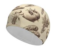 Sketch Style Vegetables Swim Cap for Women Men Waterproof Bathing Caps Keep Hair Dry Elasticity Adult Swimming Caps Comfortable Long Hair Swim Hat Non-Slip Fabric Swimming Cap