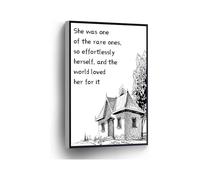 Sketch Wall Art Poster She Was One Of The Rare Ones So Effortlessly Herself And The World Loved Her For It Canvas Print for Home Office School Wall Decor(Framed,08x12inch(20x30cm))