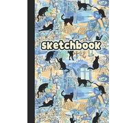 Sketchbook: Cute Black Cat Gift For Coffee Lovers, Sketch Book Notebook for Drawing Writing Painting Sketching Doodling, 6 x 9