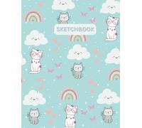 Sketchbook: Cute Cats Cover Pastel Blue background, premium matte cover: Standard size 8.5"x11", 110 pages: premium white paper interior