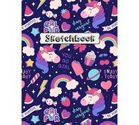 Sketchbook: Cute Unicorn Sketchbook for Girls with 110 Pages of 8.5" x 11" Blank Paper for Drawing, Crayon Coloring, Doodling or Learning to Draw (Unicorn Design 1)
