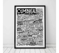 Sketchbook Design Cumbria Landmarks - A3 Print - Black Frame