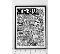 Sketchbook Design Cumbria Landmarks Illustration Framed Wall Art Print - Black A4 Frame in White Sketchbook Design White