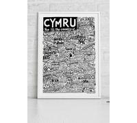 Sketchbook Design Cymru Landmarks A4 Print - White Frame Sketchbook Design Multicolor