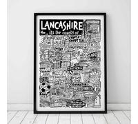 Sketchbook Design Lancashire Landmarks - A3 Print - Black Frame