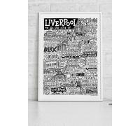 Sketchbook Design Liverpool Landmarks A3 Print - White Frame Sketchbook Design Multicolor