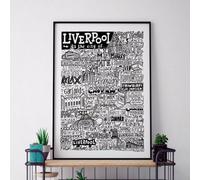 Sketchbook Design Liverpool Landmarks - A4 Print - Black Frame