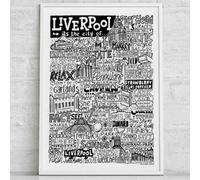 Sketchbook Design Liverpool Landmarks - A4 Print - White Frame