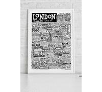 Sketchbook Design London Landmarks A4 Print - White Frame Sketchbook Design Multicolor