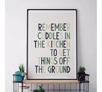 Sketchbook Design Remember Cuddles In The Kitchen - A3 Print - Black Frame