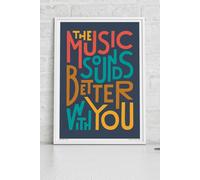 Sketchbook Design The Music Sounds Better With You A3 Print - White Frame Sketchbook Design Multicolor