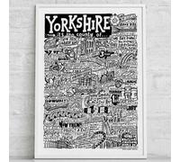 Sketchbook Design Yorkshire Landmarks - A3 Print - White Frame