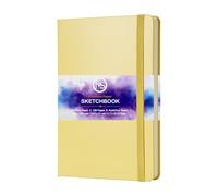 Sketchbook Journal Acid-Free 160gsm Paper 120 Pages (60 Sheets) Sewn Binding 5.8" X 8.3" A5 Leatherette Cover Watercolour Sketch Book for Artists Mixed Media Use (Light Yellow)