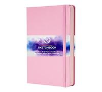 Sketchbook Journal Acid-Free 160gsm Paper 120 Pages (60 Sheets) Sewn Binding 5.8" X 8.3" A5 Leatherette Cover Watercolour Sketch Book for Artists Mixed Media Use (Pink)