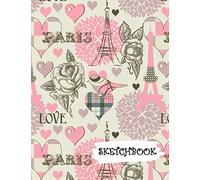 Sketchbook: Rose & Paris Themed Fun Framed Drawing Paper Notebook