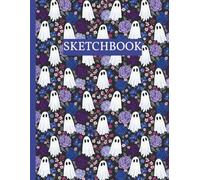 Sketchbook with Numbered Unlined Pages 8.5 x 11: Spooky Halloween Ghost & Purple Floral Pattern (Dark Aesthetic): Autumn Art Journal for Drawing, Sketching & Creative Ideas