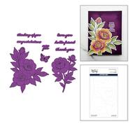 Sketched Peonies Etched Dies for Coordinating Stamp Set by Simon Hurley