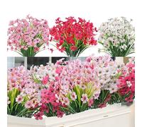 Sketchemon Artificial Flowers Outdoor, 9 Bundles fake Artificial Plastic Flowers faux Silk flower Plants Bouquet for Outdoors Garden Decorative