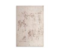 Sketches of Various Figures by Leonardo_Da_Vinci Posters Painting On Canvas Wall Art Poster Scroll Picture Print Walls Decor Home Posters 16x24inch(40x60cm)
