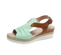 Sketches Women's Shoes Lightweight Women's Shoes Wedge Heel Thick Sole Fashion Breathable Bohemian Beach Sandals with Fish Mouth Women Sandals Black Platform, Mint Green, 6 UK