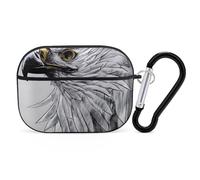 Sketching an Eagle AirPod Pro Case, Anti Scratch Hard PC Cover with Keychain, AirPod Pro 2nd/1st Case Accessories for Women Men, Black-Style